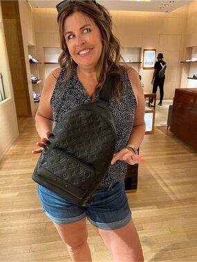 Louis Vuitton Black Embossed Monogram Sling Backpack